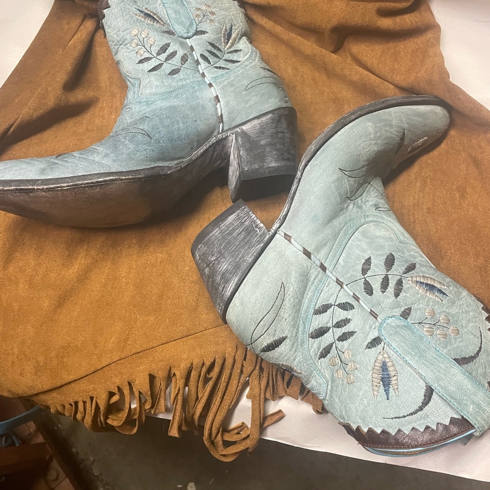 Old Gringo Yippee KiYay Amolita Blue/Brown Ankle Boots😍 - Picture 9 of 11
